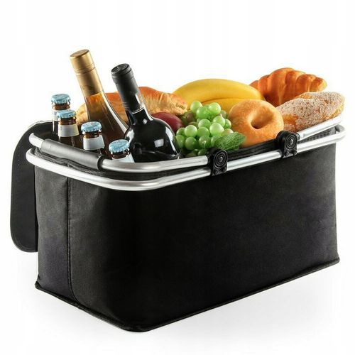 DUŻY KOSZ PIKNIKOWY KOSZYK TERMICZNY CZARNY + 2x WKŁADY MROŻĄCE 500ml 2szt. na Arena.pl