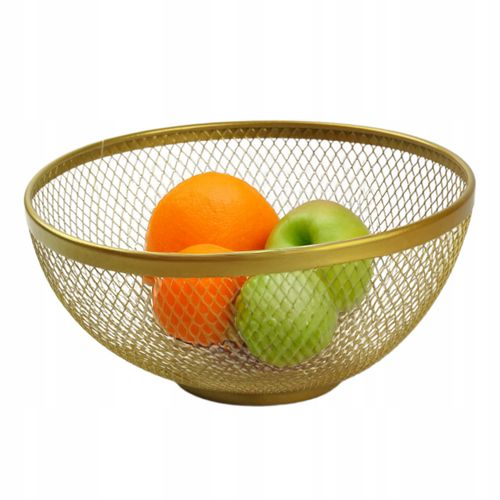 METALOWY KOSZYK ZŁOTY OKRĄGŁY MISA 26CM MISKA POJEMNIK NA OWOCE WARZYWA na Arena.pl