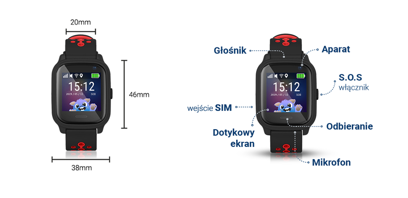 Smartwatch dla dzieci CALMEAN NEMO2, czarny na Arena.pl