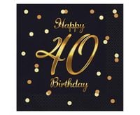 serwetki 33x33 happy 40 birthday czarne 20szt pg-s40c