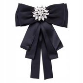 Broszka żabot kokarda kokardka do koszuli czarna elegancka kołnierzyk