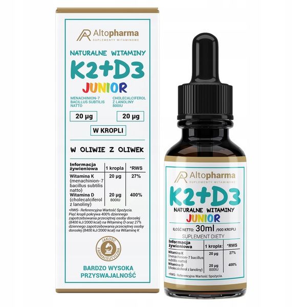 WITAMINA K2 MK-7 + D3 FORTE DLA DZIECI KROPLE 30ml zdjęcie 1
