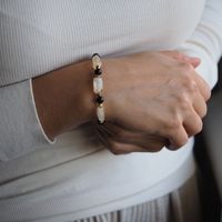 Bransoletka z Cytrynem, Onykiem i złotym Hematytem – srebro pozłacane