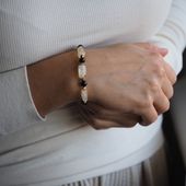 Bransoletka z Cytrynem, Onykiem i złotym Hematytem – srebro pozłacane