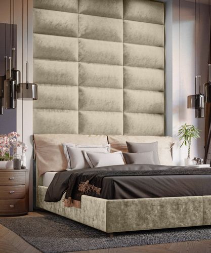 PANELE TAPICEROWANE ŚCIENNE KREMOWE WEZGŁOWIE 3D 100cm x 20cm na Arena.pl