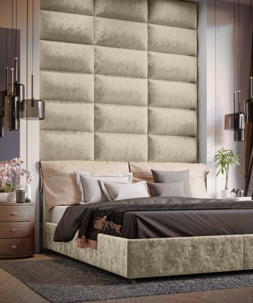 PANELE TAPICEROWANE ŚCIENNE KREMOWE WEZGŁOWIE 3D 100cm x 20cm zdjęcie 3