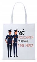 Dla Policjanta Policjantki Torba Eco Biała Shopper Z Nadrukiem Ze Zdjęciem