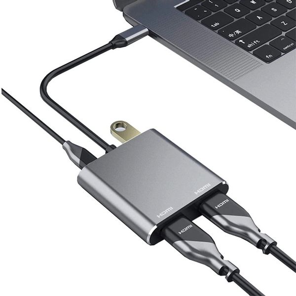 ADAPTER HUB 4W1 2X HDMI 4K USB POWER DELIVERY USB C STACJA DOKUJĄCA zdjęcie 1