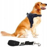 Szelki dla psa + Smycz BEZUCISKOWE czarne rozm XL Labrador Golden Owczarek