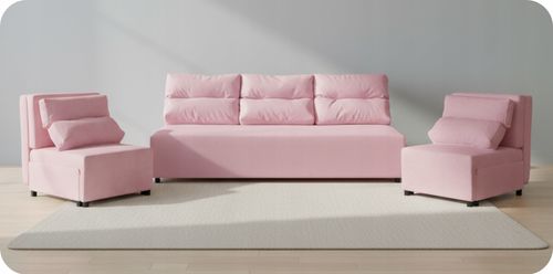 Zestaw KIMO funkcja spania sofa fotele Family Meble różowy Hunter welur na Arena.pl