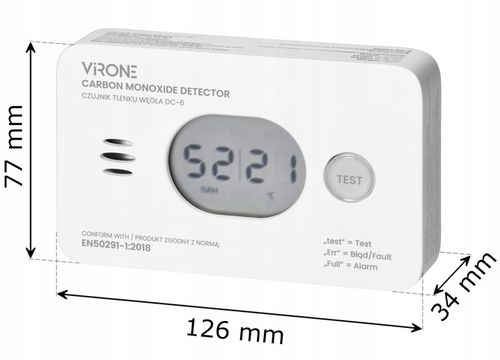 CZUJNIK CZADU DETEKTOR TLENKU WĘGLA GAZU CO 10 LAT + TERMOMETR + BATERIE na Arena.pl