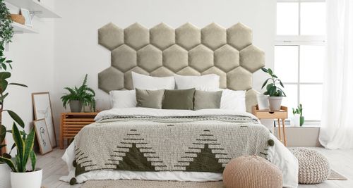 PANELE TAPICEROWANE PLASTER MIODU Heksagon KREMOWY 35cm x 40cm na Arena.pl