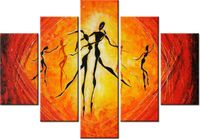 105CM 150CM OBRAZ 5 ELEM AFRYKAŃSCY TANCERZE DRUK