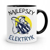 Kubek Czarny Prezent Elektryka Najlepszy Elektryk Z Nadrukiem Ze Zdjęciem