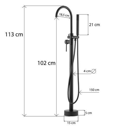 Bateria wannowo prysznicowa wolnostojąca czarna - Yoka na Arena.pl