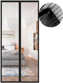 Moskitiera Magnetyczna na Drzwi Balkonowe 80x215 cm Czarna Mocna Siatka
