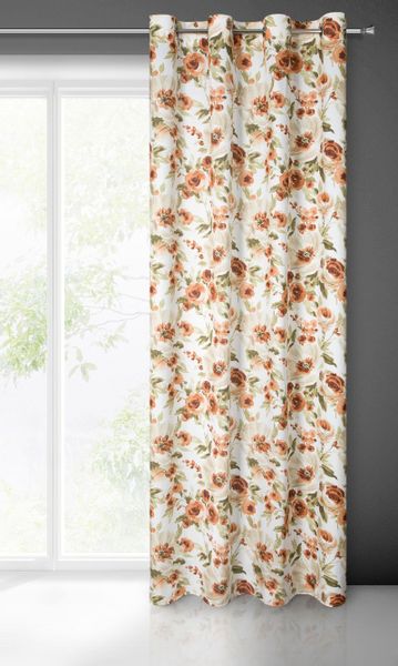 ZASŁONA MIKROFIBRA PRZELOTKI KWIATY 140X250 BIAŁA zdjęcie 3