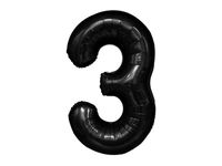 Balon foliowy "cyfra 3", czarna, 100 cm [balon na hel]