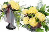 KOMPLET WIĄZANKA i BUKIET sztuczne kwiaty Chryzantemy stroik na cmentarz