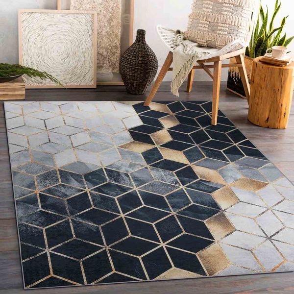 RUG/LU/ARLEN/CUBE2/BLACK+GOLD/160x220 zdjęcie 4