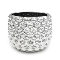 OSŁONKA DONICZKA CERAMICZNA GLAMOUR SREBRNA ANANAS