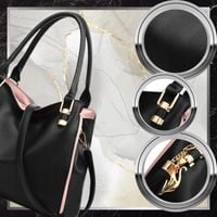 Torebka Damska Skórzana BAD&BAGS Na Ramię Torba Shopperka Czarna Pojemna