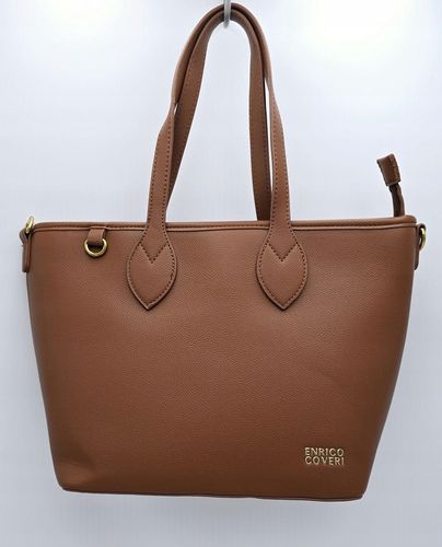 Enrico Coveri - torebka shopper skóra ekologiczna brązowy mat EC6072 na Arena.pl