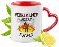 Dla Dawida Kubek Czerwony Z Uszkiem W Kształcie Serca Na Prezent