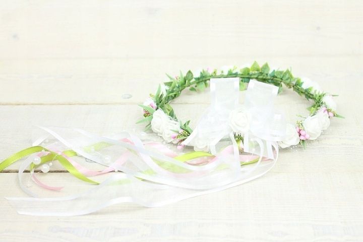 Wianek komunijny styl boho RÓŻOWY komunia różyczki zdjęcie 7