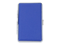 Niebieska Papierośnica Skórzana typu SLIM na Cienkie Papierosy Metalowa