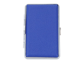 Niebieska Papierośnica Skórzana typu SLIM na Cienkie Papierosy Metalowa