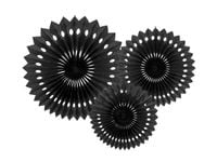 Rozety dekoracyjne z bibuły czarny, 20-30 cm 3 szt.