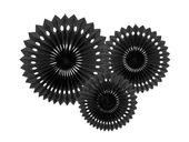 Rozety dekoracyjne z bibuły czarny, 20-30 cm 3 szt.