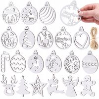 BOMBKI CHOINKOWE DREWNIANE białe OZDOBY ŚWIĄTECZNE Zawieszki 20szt POLSKIE