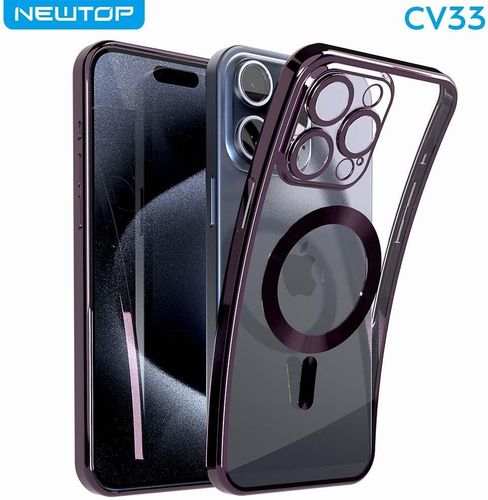 Etui iPhone 15 Pro przezroczyste szkło magnes fioletowe ochronne na Arena.pl