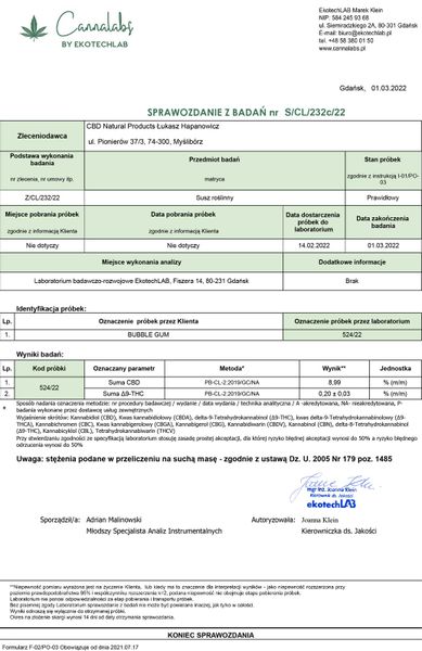 Susz konopny CBD | BUBBLE GUM | 2 g zdjęcie 6