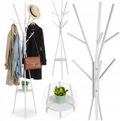 WIESZAK NA ODZIEŻ UBRANIA KURTKI STOJĄCY PODŁOGOWY PÓŁKA BIAŁY STOJAK