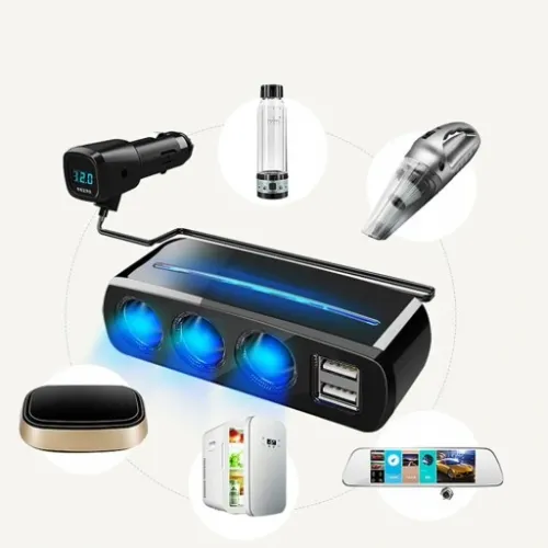 ROZGAŁĘŹNIK ZAPALNICZKI TRÓJNIK WOLTOMIERZ 2x USB na Arena.pl