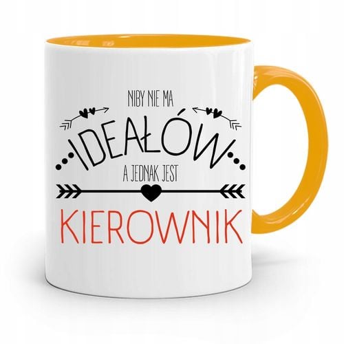 Kubek Żółty Dla Kierownika Niby Nie Ma Ideałów Z Nadrukiem Ze Zdjęciem na Arena.pl