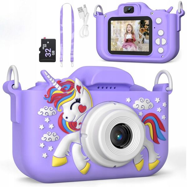 APARAT CYFROWY DLA DZIECI JEDNOROŻEC 48Mpx SELFIE KAMERA+KARTA 32GB MENU PL zdjęcie 9