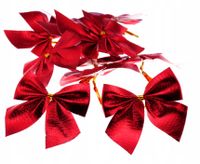 DUŻE KOKARDY DEKORACYJNE NA CHOINKĘ CZERWONE 6 szt