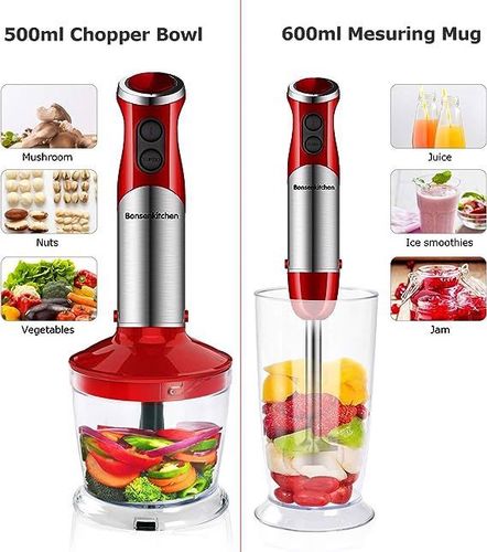 Blender ręczny Bonsenkitchen 5 w 1 800W czerwony na Arena.pl