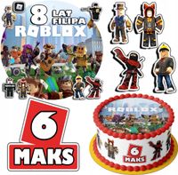 ZESTAW OPŁATEK NA TORT 30CM + 17 POSTACI - ROBLOX GRY + IMIĘ 24CM 26 CM