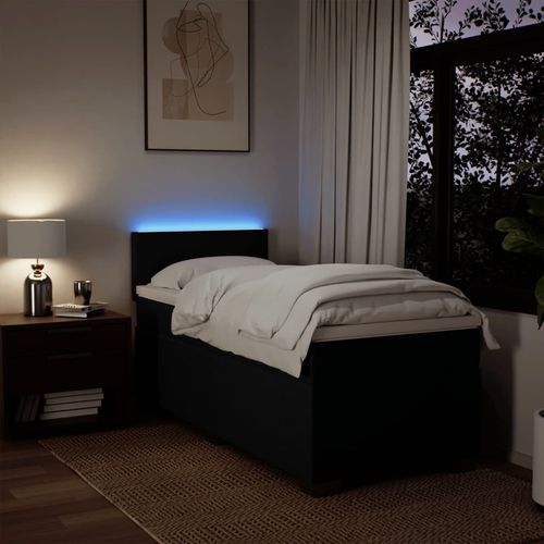 Łóżko kontynentalne z materacem, czarne, tkanina 90x190 cm na Arena.pl