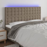Zagłówek do łóżka z LED, taupe, 160x5x118/128 cm, tkanina