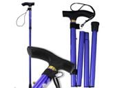 Laska inwalidzka ortopedyczna aluminiowa składana niebieski