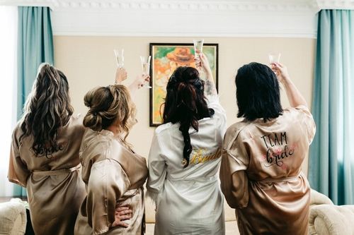 Ekskluzywny Szlafrok Ślubny dla Panny Młodej - ZŁoty/M - Napis Bride na Arena.pl