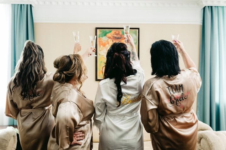 Ekskluzywny Szlafrok Ślubny dla Panny Młodej - ZŁoty/M - Napis Bride zdjęcie 5