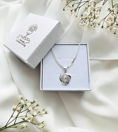 Srebrny łańcuszek komunijny 40 cm 925 i medalik Matka Boska dla chłopca na Arena.pl