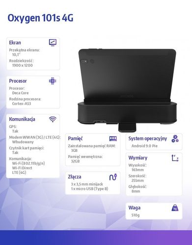 Tablet Oxygen 101s 4G 32GB + Stacja dokująca na Arena.pl